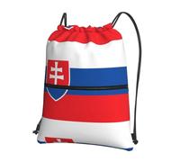 CNTDBU Flag of Slovakia Drawstring Backpack with Zip-Waterproof Lightweight Daypack for Gym Sports, Adjustable Cinch Bag for Travel Hiking
