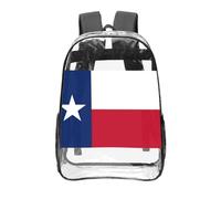 CNTDBU Flag of Texas Clear Backpack 16 Inch-Transparent PVC Stadium Approved Bag, Custom All-Over Print Front Pocket, Lightweight Travel Daypack Unisex