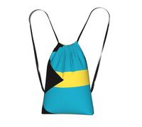 CNTDBU Flag of the Bahamas Foldable Drawstring Rucksack-Lightweight Packable Reusable Shopping Bag for Travel, Compact Pocket Sling Backpack for Camping Gym