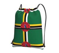 CNTDBU Flag of the Commonwealth of Dominica Drawstring Backpack with Zip-Waterproof Lightweight Daypack for Gym Sports, Adjustable Cinch Bag for Travel Hiking