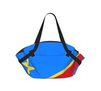 CNTDBU Flag of the Congo 2-in-1 Picnic Blanket Bag-Foldable Waterproof Round Mat for Beach Park, Portable Camping Tote with Storage Pockets for Outdoor Adventures