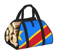 CNTDBU Flag of the Congo Firewood Carrier Bag-Heavy Duty Canvas Log Tote, Waterproof Wood Hauler with Padded Handles