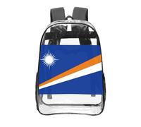 CNTDBU Flag of the Marshall Islands Clear Backpack 16 Inch-Transparent PVC Stadium Approved Bag, Custom All-Over Print Front Pocket, Lightweight Travel Daypack Unisex
