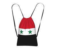 CNTDBU Flag of the Syrian Arab Republic Foldable Drawstring Rucksack-Lightweight Packable Reusable Shopping Bag for Travel, Compact Pocket Sling Backpack for Camping Gym