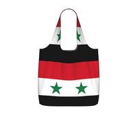 CNTDBU Flag of the Syrian Arab Republic Packaway Shopping Tote-Lightweight Reusable Foldable Bag for Groceries, 25L Travel Rucksack with Drawstring for Work Gym