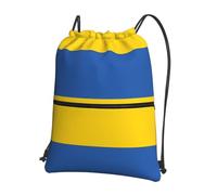 CNTDBU Flag of Ukraine Drawstring Backpack with Zip-Waterproof Lightweight Daypack for Gym Sports, Adjustable Cinch Bag for Travel Hiking