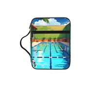 CNTDBU Flamingo And Swimming Pool Bible Study Tote Bag With Handles -Water-Resistant Organiser For Church Travel, Pen Holder Tablet Pocket Journal Cover Case