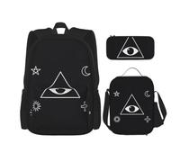 CNTDBU Flat All Seeing Backpack Lunch Bag Pouch Set-3 in 1 Travel Bag for Commuters, Insulated Lunch Tote for Work with Laptop Sleeve