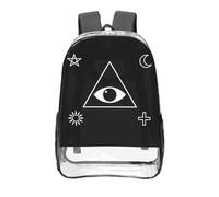 CNTDBU Flat All Seeing Clear Backpack 16 Inch Heavy Duty-Stadium Approved Transparent PVC Bookbag, Reinforced Bottom Travel Daypack Unisex