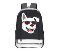 CNTDBU Flat Dog Sunglass Clear Backpack 16 Inch Heavy Duty-Stadium Approved Transparent PVC Bookbag, Reinforced Bottom Travel Daypack Unisex