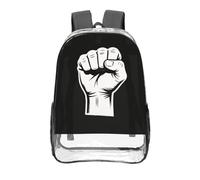 CNTDBU Flat Fist Power Clear Backpack 16 Inch Heavy Duty-Stadium Approved Transparent PVC Bookbag, Reinforced Bottom Travel Daypack Unisex