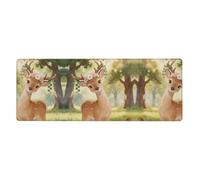 CNTDBU Flower garland deer Extra Large Desk Mat 11.8x31.5-Non Slip Gaming Mouse Pad with Stitched Edge, Waterproof Keyboard Pad for Office