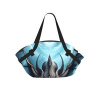 CNTDBU Flying Dragon 2-in-1 Picnic Blanket Bag-Foldable Waterproof Round Mat for Beach Park, Portable Camping Tote with Storage Pockets for Outdoor Adventures