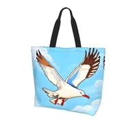 CNTDBU Flying Seagulls Large Shoulder Tote Bag for Women-Lightweight Waterproof Shopping Bag, Reusable Grocery Tote with Inner Pocket for Work Travel