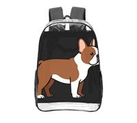 CNTDBU French Bulldog Side Clear Backpack 16 Inch Heavy Duty-Stadium Approved Transparent PVC Bookbag, Reinforced Bottom Travel Daypack Unisex