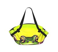 CNTDBU Frog in a pond 2-in-1 Picnic Blanket Bag-Foldable Waterproof Round Mat for Beach Park, Portable Camping Tote with Storage Pockets for Outdoor Adventures