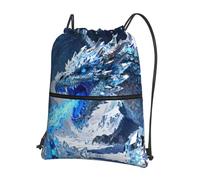 CNTDBU Frost Dragon Breath Drawstring Backpack with Zip-Waterproof Lightweight Daypack for Gym Sports, Adjustable Cinch Bag for Travel Hiking