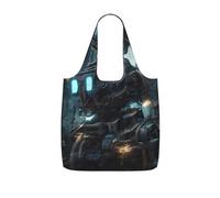 CNTDBU Future Robot Packaway Shopping Tote-Lightweight Reusable Foldable Bag for Groceries, 25L Travel Rucksack with Drawstring for Work Gym