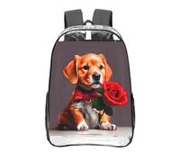 CNTDBU Gentleman-like dog Clear Backpack 16 Inch-Transparent PVC Stadium Approved Bag, Custom All-Over Print Front Pocket, Lightweight Travel Daypack Unisex
