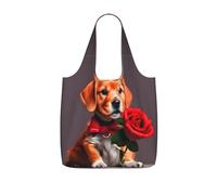 CNTDBU Gentleman-like dog Packaway Shopping Tote-Lightweight Reusable Foldable Bag for Groceries, 25L Travel Rucksack with Drawstring for Work Gym