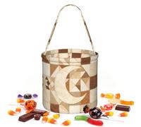 CNTDBU Geo Moon Halloween Storage Bag-Round Handbag for Party | Twill fabric Lightweight Reusable Holds favors essentials For party use