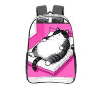 CNTDBU Giant cat Clear Backpack 16 Inch Heavy Duty-Stadium Approved Transparent PVC Bookbag, Reinforced Bottom Travel Daypack Unisex