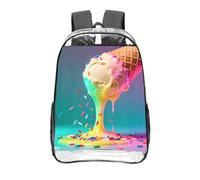 CNTDBU Giant Ice Cream Clear Backpack 16 Inch Heavy Duty-Stadium Approved Transparent PVC Bookbag, Reinforced Bottom Travel Daypack Unisex