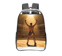 CNTDBU Gladiator Victory Pose Clear Backpack 16 Inch Heavy Duty-Stadium Approved Transparent PVC Bookbag, Reinforced Bottom Travel Daypack Unisex