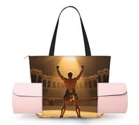 CNTDBU Gladiator Victory Pose Women's Yoga Bag-Large Gym Tote with Yoga Mat Holder, Lightweight Shoulder Bag for Workout Travel Beach