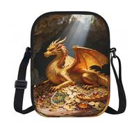CNTDBU Golden Dragon Pattern Small Crossbody Bag-Lightweight Zip Purse for Women, Waterproof Casual Sling Bag for Travel Phone Wallet