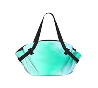 CNTDBU Green-blue transition 2-in-1 Picnic Blanket Bag-Foldable Waterproof Round Mat for Beach Park, Portable Camping Tote with Storage Pockets for Outdoor Adventures