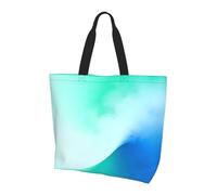 CNTDBU Green-blue transition Large Shoulder Tote Bag for Women-Lightweight Waterproof Shopping Bag, Reusable Grocery Tote with Inner Pocket for Work Travel