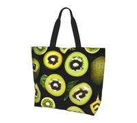CNTDBU Green kiwi Large Shoulder Tote Bag for Women-Lightweight Waterproof Shopping Bag, Reusable Grocery Tote with Inner Pocket for Work Travel