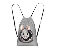 CNTDBU Grey rat Foldable Drawstring Rucksack-Lightweight Packable Reusable Shopping Bag for Travel, Compact Pocket Sling Backpack for Camping Gym