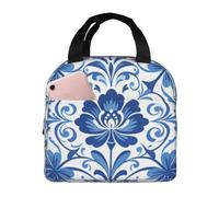 CNTDBU Gzhel Blue Insulated Lunch Bag-Thermal Cooler Tote with Foil Lining, Waterproof Lunch Box for Work