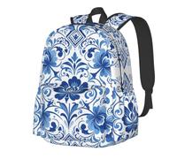 CNTDBU Gzhel Blue Lightweight Casual Backpack for Adults-Large Capacity Travel Daypack with Padded Straps, Water Resistant Commuter Bag