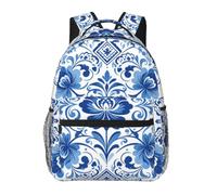 CNTDBU Gzhel Blue Lightweight Casual Rucksack for Adults-Large Capacity Travel Daypack with Padded Straps, Water Resistant Commuter Bag