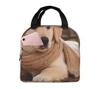 CNTDBU Handsome Puppy Insulated Lunch Bag-Thermal Cooler Tote with Foil Lining, Waterproof Lunch Box for Work