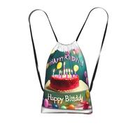 CNTDBU Happy Birthday Beautiful Foldable Drawstring Rucksack-Lightweight Packable Reusable Shopping Bag for Travel, Compact Pocket Sling Backpack for Camping Gym