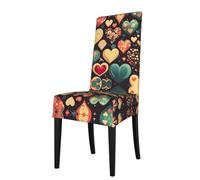 CNTDBU Heart Crush Flower Elastic Dining Chair Covers, Washable Stretchable Slipcovers, Protects from Spills & Stains, Fits Most Chairs