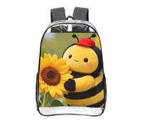 CNTDBU Honeybee Clear Backpack 16 Inch Heavy Duty-Stadium Approved Transparent PVC Bookbag, Reinforced Bottom Travel Daypack Unisex