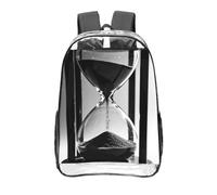 CNTDBU Hourglass Last Sand Clear Backpack 16 Inch Heavy Duty-Stadium Approved Transparent PVC Bookbag, Reinforced Bottom Travel Daypack Unisex