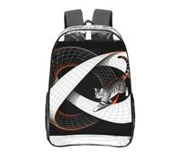CNTDBU Infinite Loop Cat Clear Backpack 16 Inch Heavy Duty-Stadium Approved Transparent PVC Bookbag, Reinforced Bottom Travel Daypack Unisex