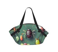 CNTDBU Insect Atlas 2-in-1 Picnic Blanket Bag-Foldable Waterproof Round Mat for Beach Park, Portable Camping Tote with Storage Pockets for Outdoor Adventures