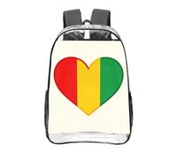 CNTDBU Italy Flag Heart Clear Backpack 16 Inch Heavy Duty-Stadium Approved Transparent PVC Bookbag, Reinforced Bottom Travel Daypack Unisex