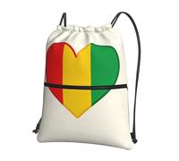 CNTDBU Italy Flag Heart Drawstring Backpack with Zip-Waterproof Lightweight Daypack for Gym Sports, Adjustable Cinch Bag for Travel Hiking