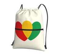 CNTDBU Italy Flag Heart Drawstring Backpack with Zip-Waterproof Lightweight Daypack for Gym Sports, Adjustable Cinch Bag for Travel Hiking