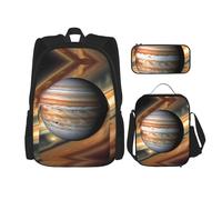 CNTDBU Jupiter Landscape Backpack Lunch Bag Pouch Set-3 in 1 Travel Bag for Commuters, Insulated Lunch Tote for Work with Laptop Sleeve