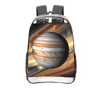 CNTDBU Jupiter Landscape Clear Backpack 16 Inch-Transparent PVC Stadium Approved Bag, Custom All-Over Print Front Pocket, Lightweight Travel Daypack Unisex