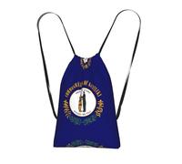 CNTDBU Kentucky State Flag Foldable Drawstring Rucksack-Lightweight Packable Reusable Shopping Bag for Travel, Compact Pocket Sling Backpack for Camping Gym